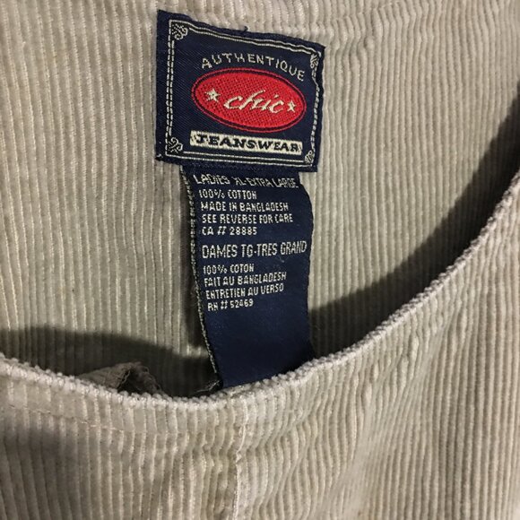 CHIC Jeanswear Corduroy Jumper Dress XL Beige Brown Pockets Knee Sleeveless - Picture 2 of 9